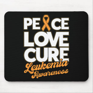 Peace Love Cure Support Leukaemia Awareness Ribbon Mouse Pad
