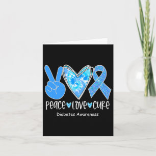 Peace Love Cure T1d Diabetes Awareness Blue Ribbon Card