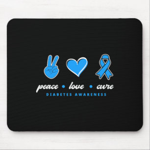 Peace Love Cure T1D Warrior Type One Diabetes Awar Mouse Pad