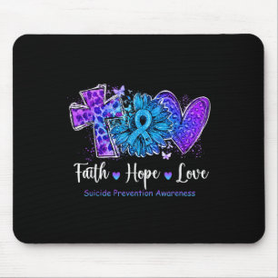 Peace Love Cure Teal & Purple Sunflower Suicid Mouse Pad