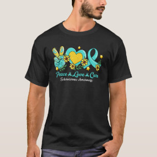 Peace Love Cure Teal Ribbon Scleroderma Awareness T-Shirt