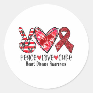 Peace Love Cure Tie Dye Heart Disease Awareness Re Classic Round Sticker