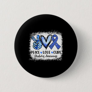 Peace Love Cure Type 1 Diabetes Awareness T1d Blue 6 Cm Round Badge