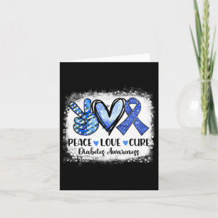 Peace Love Cure Type 1 Diabetes Awareness T1d Blue Card