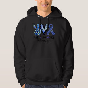 Peace Love Cure Type 1 Diabetes Awareness T1d Blue Hoodie