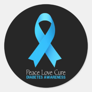Peace Love Cure Type 1 Diabetes Awareness T1d Diab Classic Round Sticker