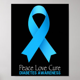 Peace Love Cure Type 1 Diabetes Awareness T1d Diab Poster