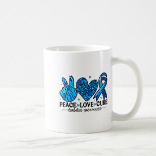 Peace Love Cure Type 1 Diabetes Awareness T1d Ribb Coffee Mug