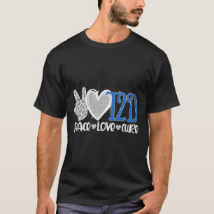 Peace Love Cure Type 2 Diabetes Awareness T2D Blue T-Shirt