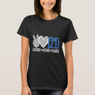 Peace Love Cure Type 2 Diabetes Awareness T2d Blue T-Shirt