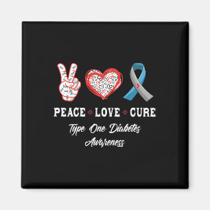 Peace Love Cure Type One Diabetes Awareness Men Wo Magnet