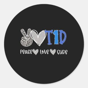 Peace Love Cure Type One Diabetes awareness T1D Classic Round Sticker