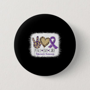 Peace Love Cure We Wear Purple For Heimers Awarene 6 Cm Round Badge