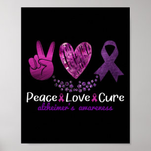 Peace Love Cure We Wear Purple Heimerheimers Aware Poster