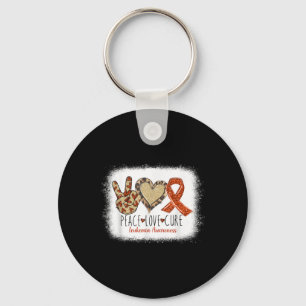 Peace Love Cure Wear Orange For Leukaemia Awarenes Key Ring