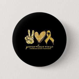 Peace Love Cure Yellow Ribbon Childhood Cancer Awa 6 Cm Round Badge