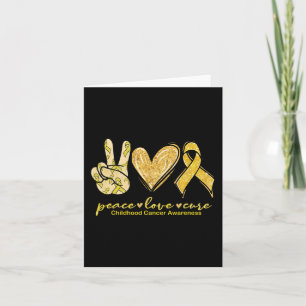 Peace Love Cure Yellow Ribbon Childhood Cancer Awa Card