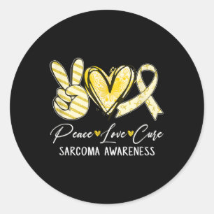 Peace Love Cure Yellow Ribbon Sarcoma Awareness  Classic Round Sticker