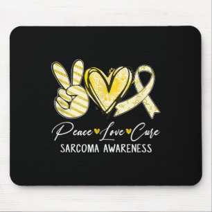 Peace Love Cure Yellow Ribbon Sarcoma Awareness Mouse Pad