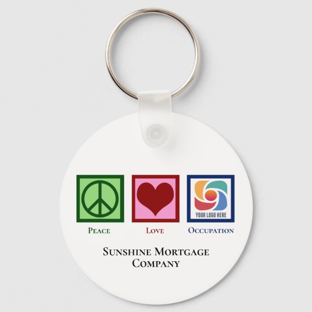 Peace Love Custom Business Logo Key Ring (Front)