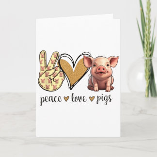 Peace Love Cute Show Pig Lover  Card