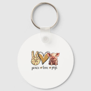Peace Love Cute Show Pig Lover Key Ring
