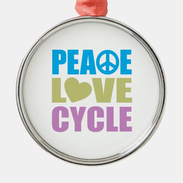 Peace Love Cycle Metal Tree Decoration (Front)