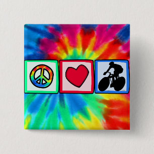Peace, Love, Cycling 15 Cm Square Badge