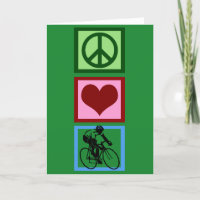 Peace Love Cycling Green Christmas Cyclist