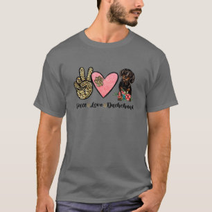 Peace Love Dachshund Animal Lover Pet Dog Leopard T-Shirt