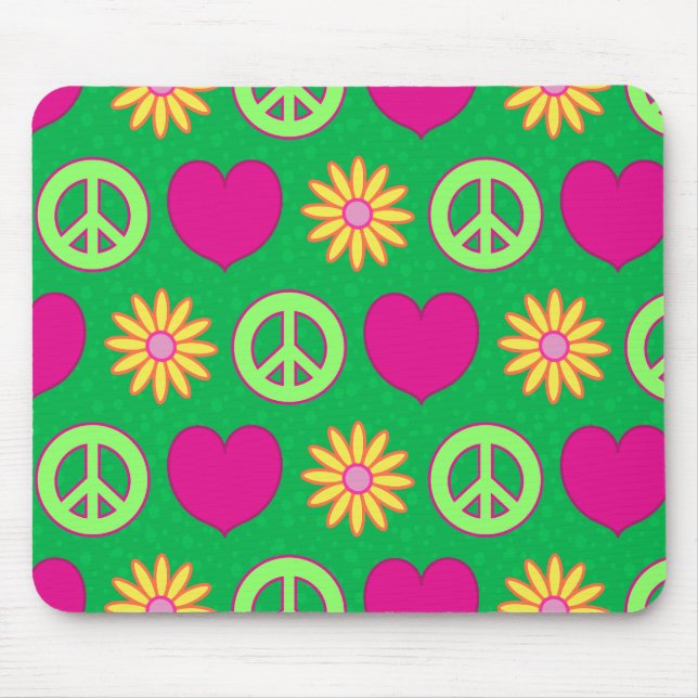 Peace Love Daisies Mouse Pad (Front)
