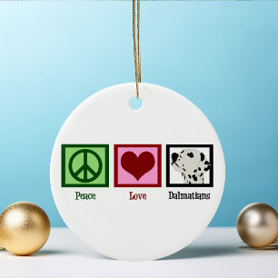 Peace Love Dalmatians Cute Christmas Ceramic Tree Decoration