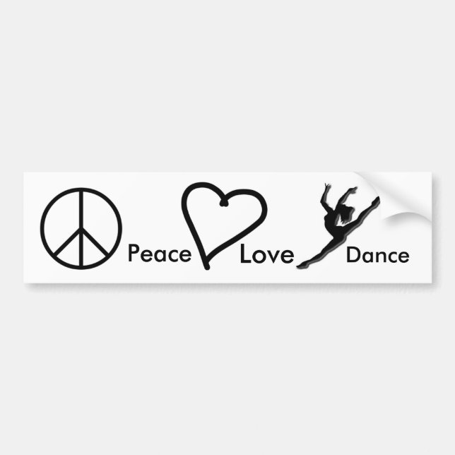 Peace, Love & Dance Bumper Sticker (Front)