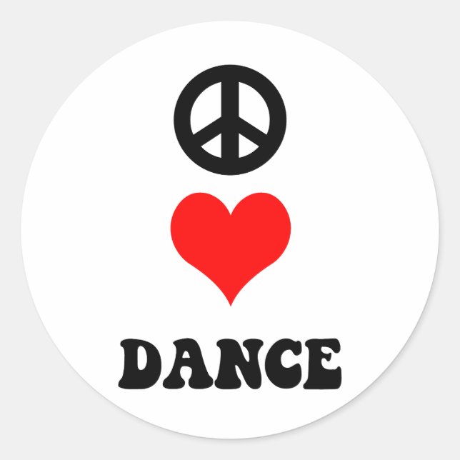 Peace Love Dance Classic Round Sticker (Front)