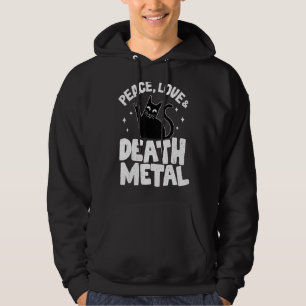 Peace Love & Death Metal Cat Goth Punk Rock  Metal Hoodie