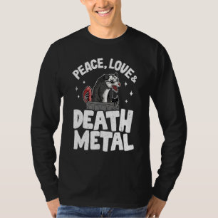 Peace Love & Death Metal Opossum Goth Punk Rock  M T-Shirt