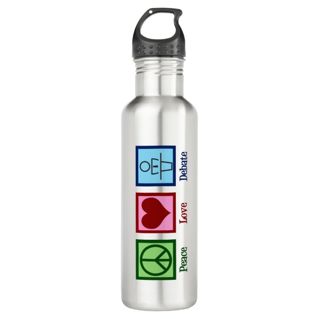 Peace Love Debate Team 710 Ml Water Bottle (Front)