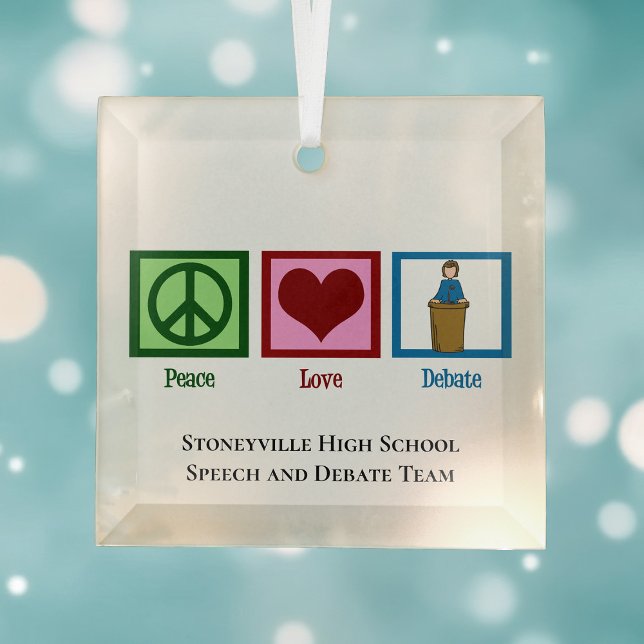Peace Love Debate Team Custom Christmas Glass Tree Decoration (Creator Uploaded)