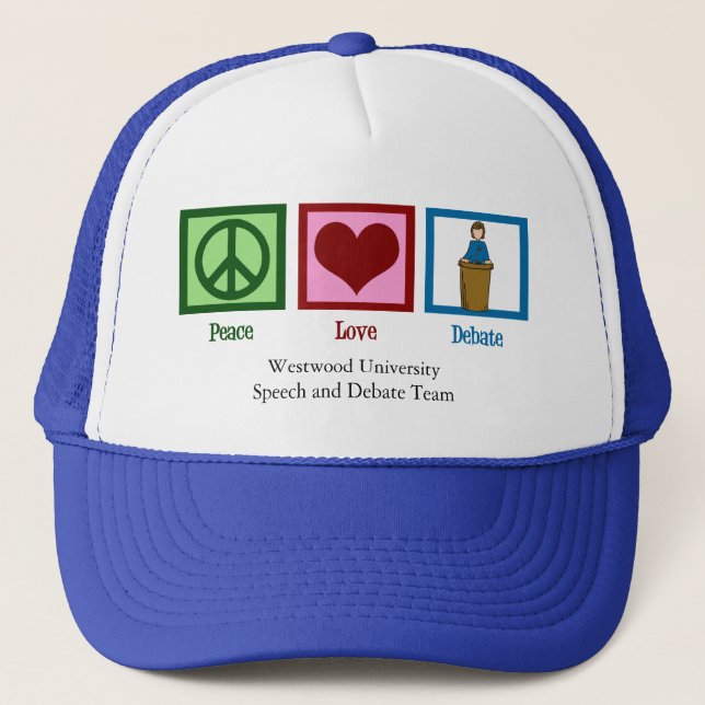 Peace Love Debate Team Custom School Trucker Hat (Front)