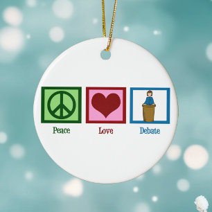 Peace Love Debate Team Cute Christmas Ceramic Tree Decoration