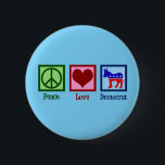 Peace Love Democrat 6 Cm Round Badge<br><div class="desc">Cute Peace Love Democrat button with a Democratic Party Donkey in red,  white,  and blue. A cool democrat gift for a political activist who works in politics and helps candidates win by helping with the election and campaign.</div>