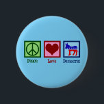 Peace Love Democrat 6 Cm Round Badge<br><div class="desc">Cute Peace Love Democrat button with a Democratic Party Donkey in red,  white,  and blue. A cool democrat gift for a political activist who works in politics and helps candidates win by helping with the election and campaign.</div>