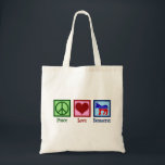 Peace Love Democrat Cute Political Tote Bag<br><div class="desc">This cute democratic party tote bag features a cool liberal design of a peace sign,  heart,  and red,  white,  and blue donkey.</div>