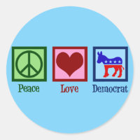 Peace Love Democrat Donkey Cute Blue