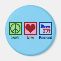 Peace Love Democrat Donkey Cute Blue