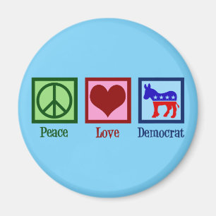 Peace Love Democrat Donkey Cute Blue Magnet