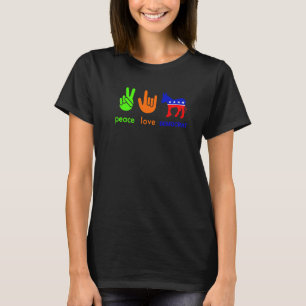 Peace Love Democrat Donkey  Midterm Election Polit T-Shirt