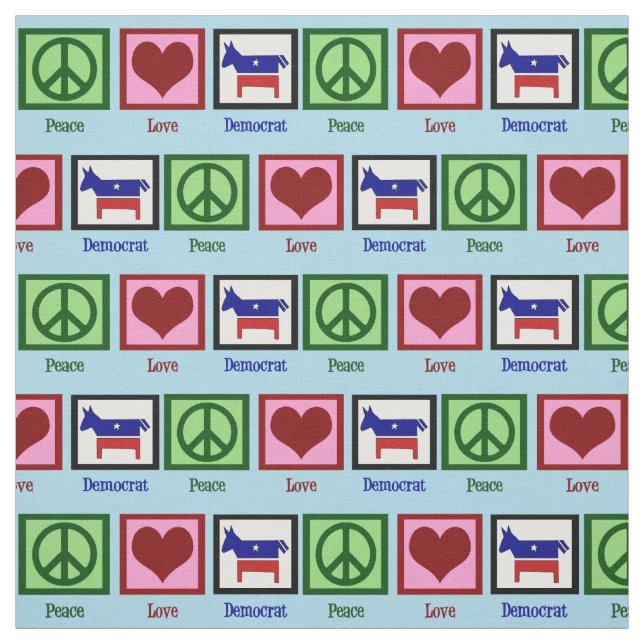 Peace Love Democrat Fabric (Swatch)