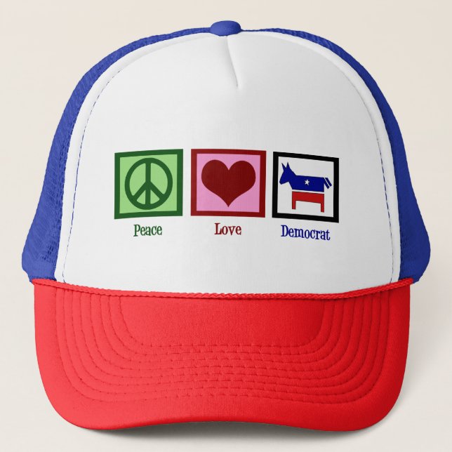 Peace Love Democrat Trucker Hat (Front)