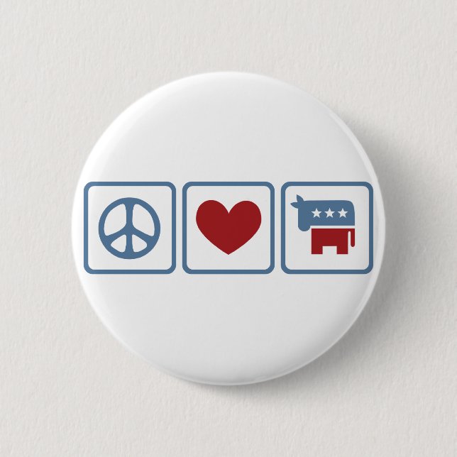 Peace Love Democrats 6 Cm Round Badge (Front)